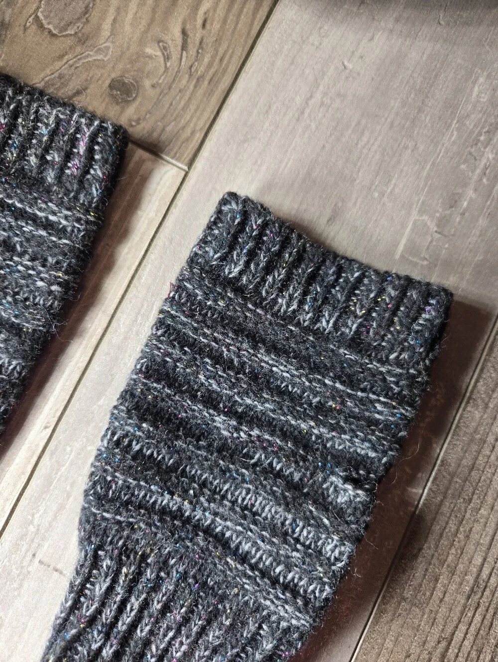 Knit Arm Warmers Dark Speckled Gray Charcoal Women’s One Size